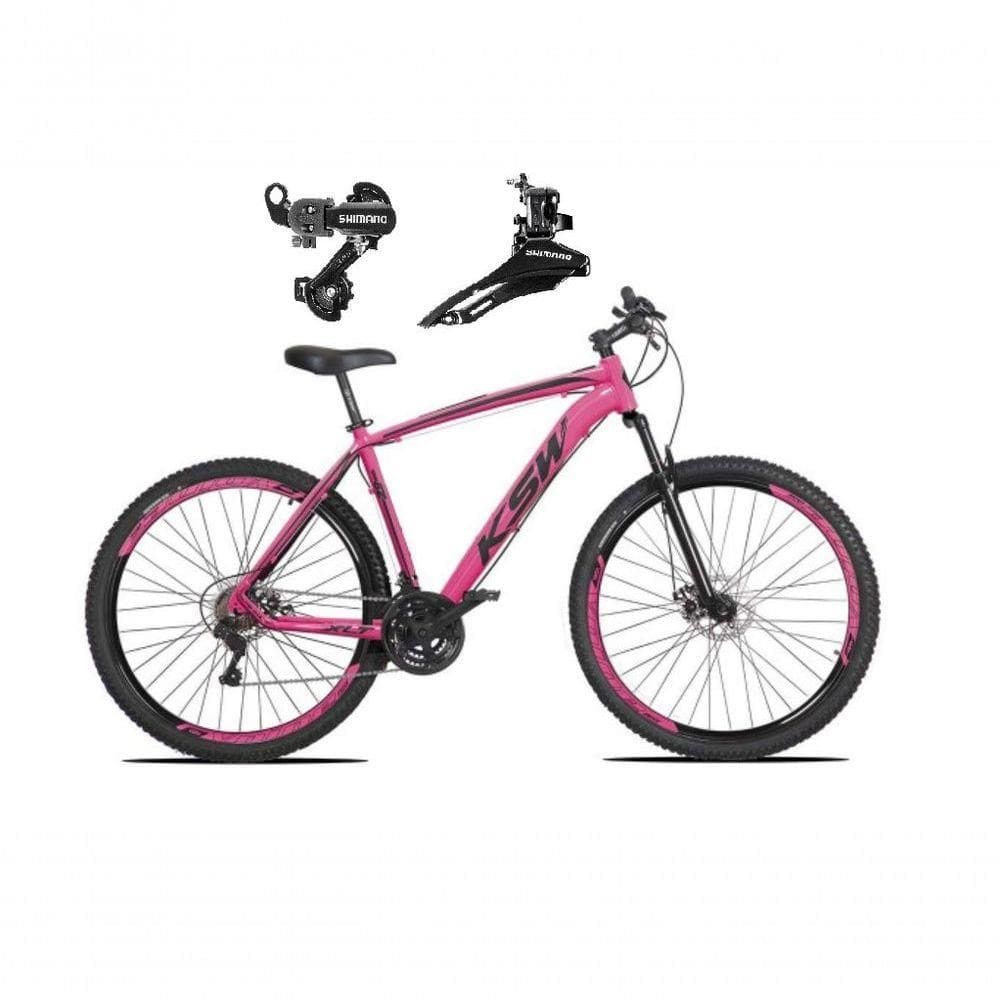 Bicicleta Aro 29 Ksw Xlt Alumínio 24v Câmbios Shimano Garfo Suspensão - Rosa Tam.17