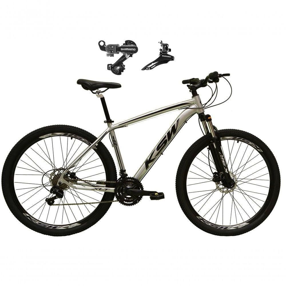 Bicicleta Aro 29 Ksw Xlt Alumínio 24v Câmbios Shimano Garfo Suspensão - Preto/azul Tam.15
