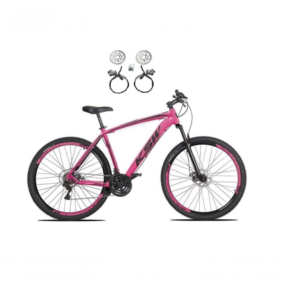 Bicicleta Aro 29 Ksw Xlt 24v Freios Disco Hidráulicos Garfo Suspensão - Rosa Tam.15