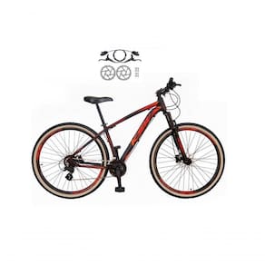 Bicicleta Aro 29 Ksw Xlt 24v Freios Disco Hidráulicos Garfo Suspensão Pneu Faixa - Preto/vermelho/laranja Tam.17