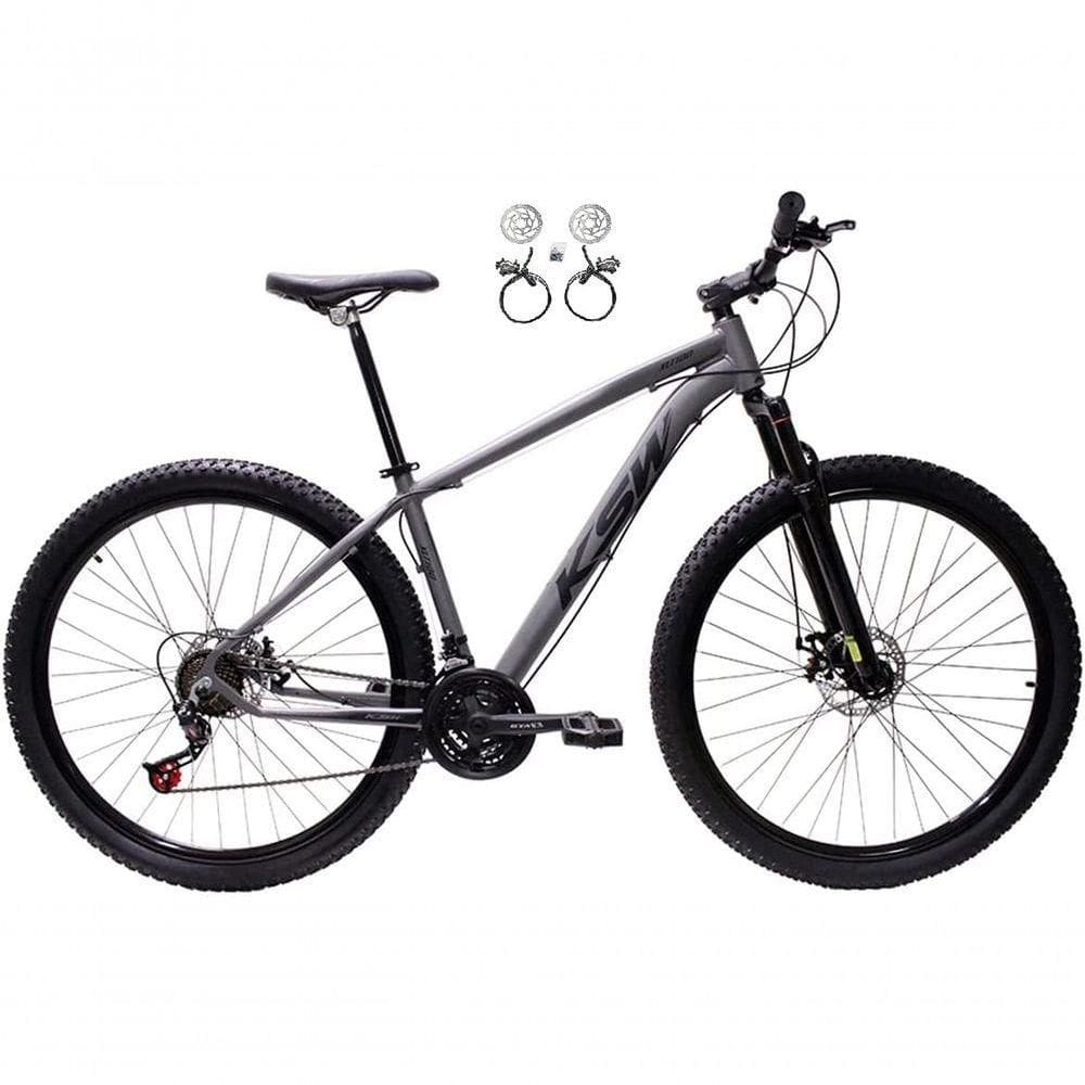 Bicicleta Aro 29 Ksw Xlt 24v Freios Disco Hidráulicos Garfo Suspensão - Grafite Tam.21