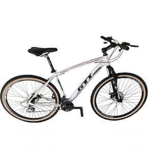 Bicicleta Aro 29 Gti Roma Alumínio 27v Freio Disco Mecânico Pneu Faixa Bege - Branco Tam.19
