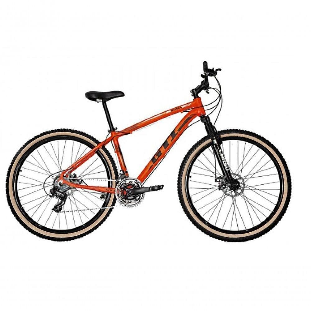 Bicicleta Aro 29 Gti Roma Alumínio 27v Freio Disco Mecânico Pneu Faixa Bege - Laranja Tam.21