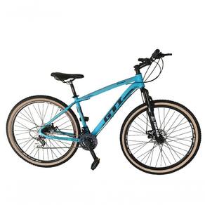 Bicicleta Aro 29 Gti Roma Alumínio 27v Freio Disco Mecânico Pneu Faixa Bege - Azul Tam.19