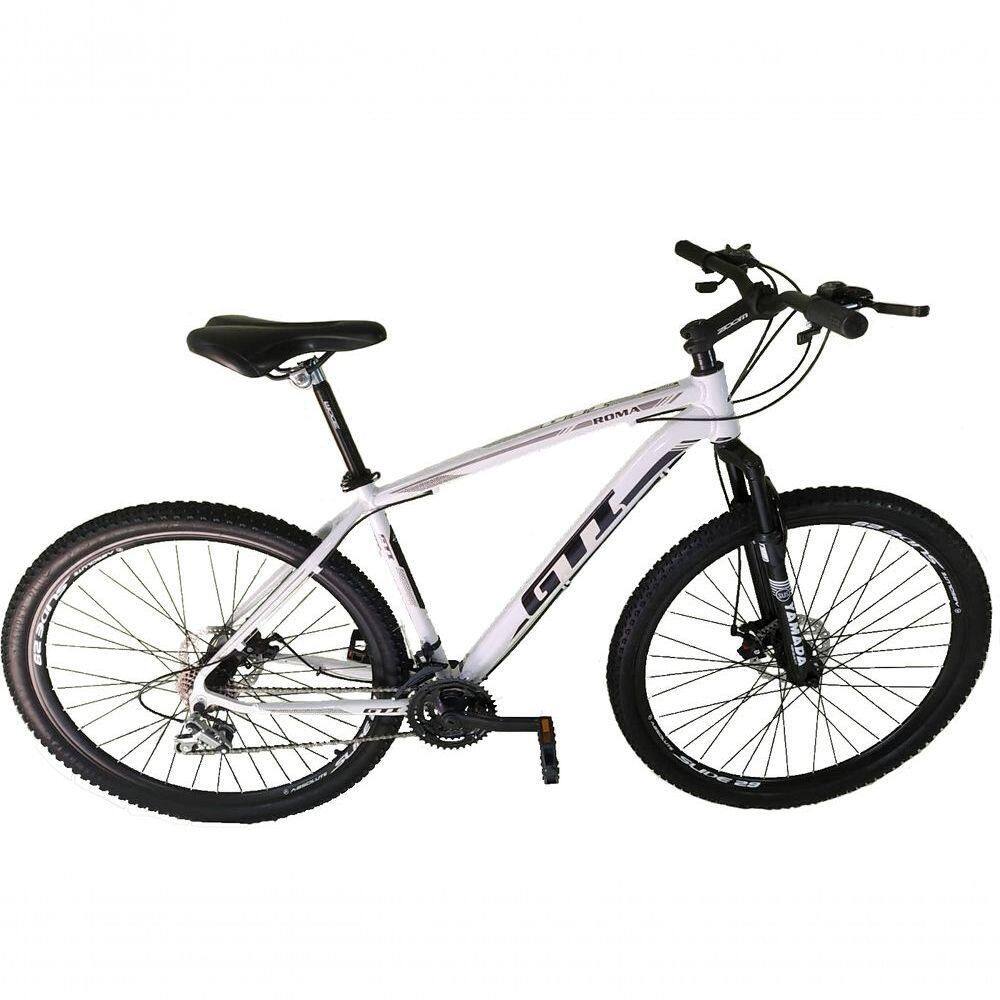 Bicicleta Aro 29 Gti Roma Alumínio 27v Freio Disco Mecânico Garfo Suspensão - Branco Tam.19