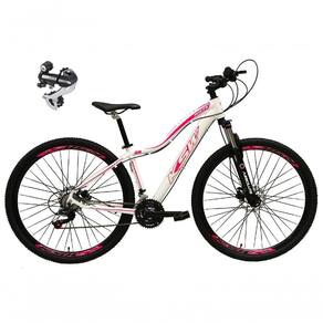 Bicicleta Aro 29 Ksw Mwza 24v Câmbio Shimano Acera K7 Garfo Trava Freio A Disco - Branco/rosa Tam.15