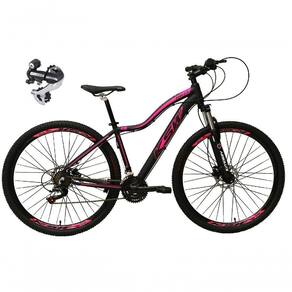 Bicicleta Aro 29 Ksw Mwza 24v Câmbio Shimano Acera K7 Garfo Trava Freio A Disco - Preto/rosa Tam.15