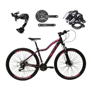 Bicicleta Aro 29 Ksw Mwza Feminina Câmbio Shimano Alívio E Altus 27v F/hidráulico Garfo Trava - Preto/rosa Tam.17