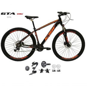 Bicicleta Aro 29 Ksw Xlt Kit 2x9 Gta Sunrun Freio Disco K7 11/36 Pedivela 24/38d Garfo Com Trava - Preto/laranja Tam.15