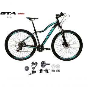 Bicicleta Aro 29 Ksw Mwza Feminina Kit 2x9 Gta Sunrun Disco K7 11/36 Pedivela 24/38d Com Trava - Preto/azul Tam.17