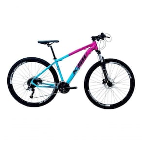 Bicicleta Aro 29 Ksw Xlt Alumínio 24v Câmbios Shimano Garfo Com Trava No Ombro - Rosa/azul Tam.21