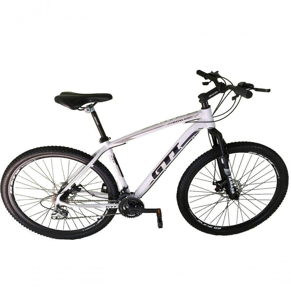 Bicicleta Aro 29 Gti Roma Alumínio 27v Freio Disco Mecânico Garfo Suspensão - Branco Tam.17
