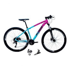 Bicicleta Aro 29 Ksw Xlt 24v Câmbio Shimano Acera K7 Garfo Trava Freio A Disco - Rosa/azul Tam.19
