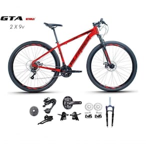 Bicicleta Aro 29 Alfameq Afx Kit 2x9 Gta Sunrun Freio Disco K7 11/36 Pedivela 24/38d Garfo Com Trava - Vermelho Tam.21