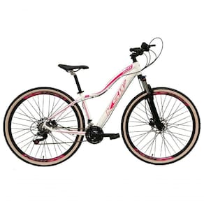 Bicicleta Feminina Aro 29 Ksw Mwza Alumínio 24v Câmbios Shimano Garfo Com Trava No Ombro - Branco/rosa Tam.15