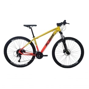 Bicicleta Aro 29 Ksw Xlt Alumínio 24v Câmbios Shimano Garfo Com Trava No Ombro - Amarelo/laranja Tam.21