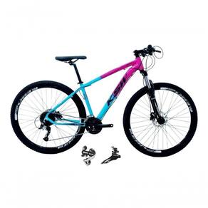Bicicleta Aro 29 Ksw Xlt 24v Câmbio Shimano Acera K7 Garfo Trava Freio A Disco - Rosa/azul Tam.17