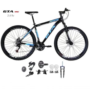 Bicicleta Aro 29 Gta Start Kit 2x9 Gta Sunrun Freio Disco K7 11/36 Pedivela 24/38d Garfo Com Trava - Preto/azul Tam.21