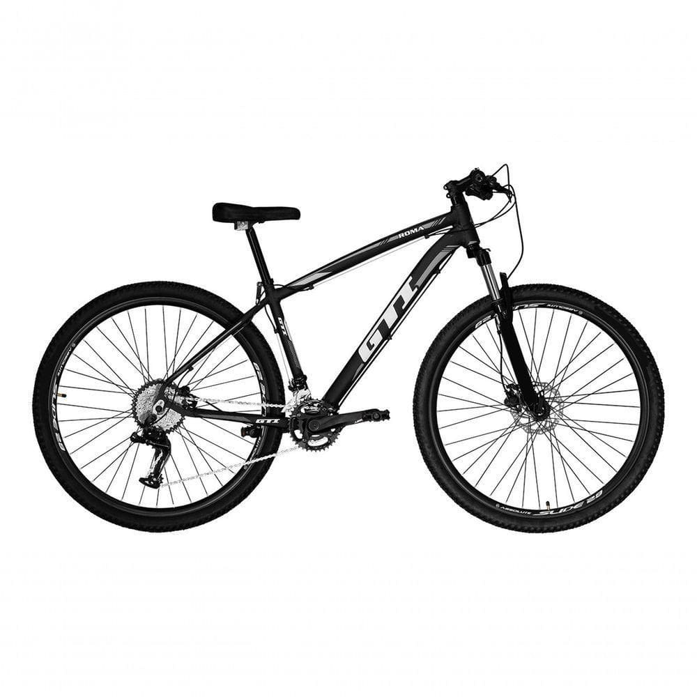 Bicicleta Aro 29 Gti Roma 2x9 Freios Hidráulicos Garfo Com Trava 18v Alumínio - Preto/cinza Tam.19