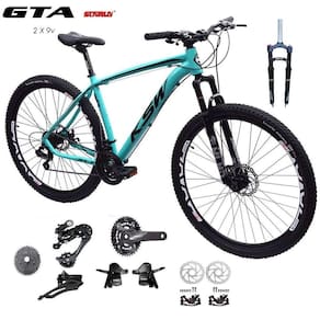 Bicicleta Aro 29 Ksw Xlt Kit 2x9 Gta Sunrun Freio Disco K7 11/36 Pedivela 24/38d Garfo Com Trava - Azul Tam.15