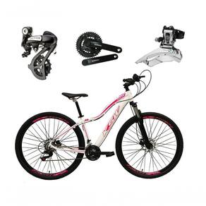 Bicicleta Aro 29 Ksw Mwza Feminina Shimano Altus 24v Freios Hidráulicos Garfo Com Trava - Branco/rosa Tam.17