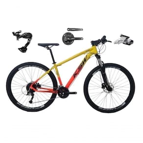 Bicicleta Aro 29 Ksw Xlt Câmbio Shimano Alívio E Altus 27v Freio Hidráulico Garfo Trava - Amarelo/laranja Tam.17