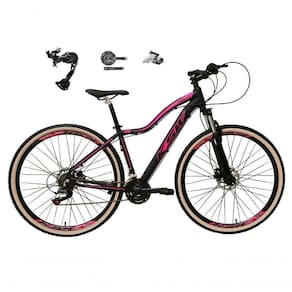 Bicicleta Feminina 29 Ksw Mwza Câmbio Alívio E Altus 27v F/hidráulico Garfo Trava Pneu Bege - Preto/rosa Tam.17
