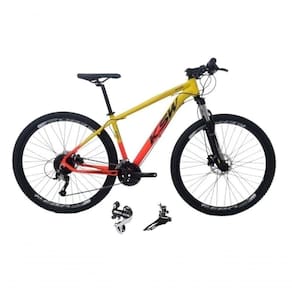 Bicicleta Aro 29 Ksw Xlt 24v Câmbio Shimano Acera K7 Garfo Trava Freio A Disco - Amarelo/laranja Tam.21
