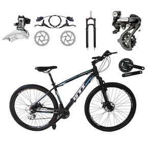 Bicicleta Aro 29 Gti Roma Câmbios Shimano Altus 24v K7 Freios Hidráulicos Garfo Trava - Preto/azul Tam.15