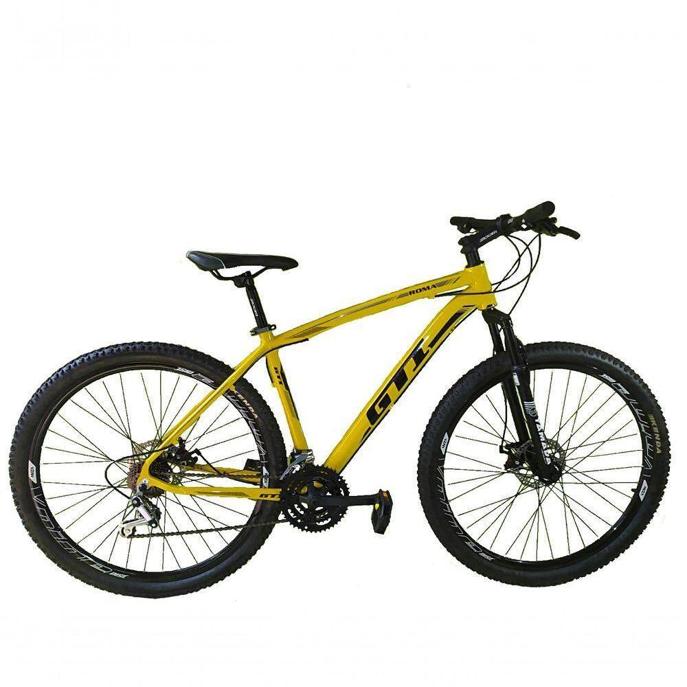 Bicicleta Aro 29 Gti Roma Alumínio 27v Freio Disco Mecânico Garfo Suspensão - Amarelo Tam.17