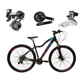 Bicicleta Aro 29 Ksw Mwza Feminina Shimano Altus 24v Freios Hidráulicos Garfo Com Trava - Preto/pink/azul Tam.17