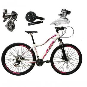 Bicicleta Aro 29 Ksw Mwza Feminina Shimano Altus 24v Freios Hidráulicos Garfo Com Trava - Branco/pink/violeta Tam.17