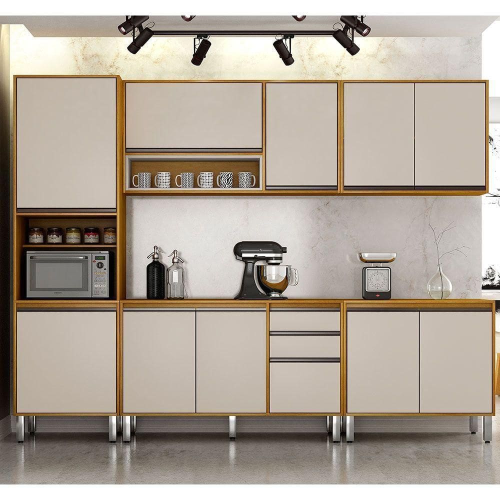 Cozinha Completa Eduarda 5 Peças 11 Portas Cinamomo-off White