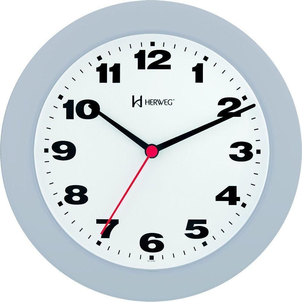 Relógio De Parede 21cm Plástico 6103 Herweg Cinza