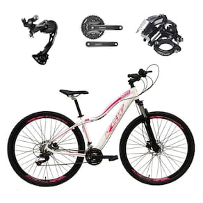 Bicicleta Aro 29 Ksw Mwza Feminina Câmbio Shimano Alívio E Altus 27v F/hidráulico Garfo Trava - Branco/rosa Tam.17