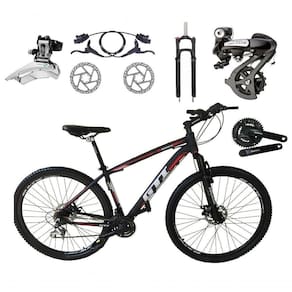 Bicicleta Aro 29 Gti Roma Câmbios Shimano Altus 24v K7 Freios Hidráulicos Garfo Trava - Preto//vermelho Tam.19