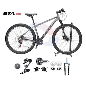 Bicicleta Aro 29 Gti Roma Kit 2x9 Gta Sunrun Freio Disco K7 11/36 Pedivela 24/38d Garfo Com Trava - Cinza/preto Tam.17
