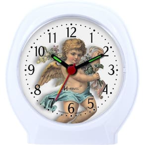 Relógio Despertador Quartz Anjinho Pequeno Herweg 2640 Branco