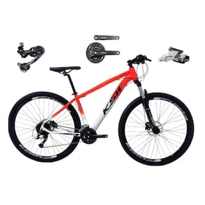 Bicicleta Aro 29 Ksw Xlt Câmbio Traseiro Shimano Deore E Altus 27v Freio Hidráulico Garfo Trava - Laranja/branco Tam.21