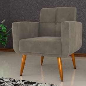 Poltrona Decorativa Para Sala Lages Veludo Cappuccino