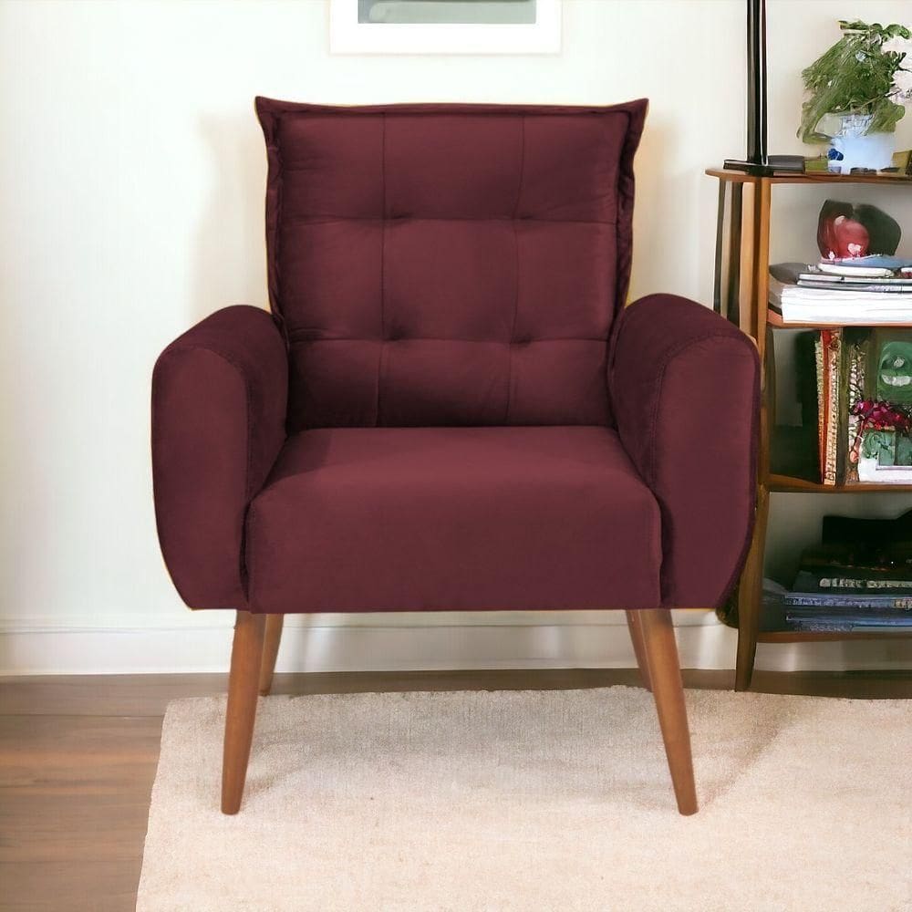 Poltrona Decorativa Para Sala Ravi Veludo Vinho