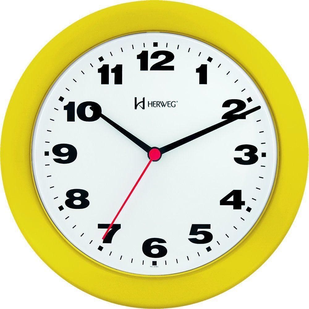 Relógio De Parede 21cm Plástico 6103 Herweg Amarelo