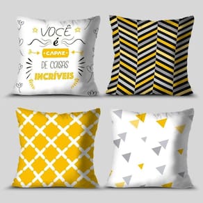 Kit 4 Capas De Almofadas Decorativa Você é Capaz Yellow