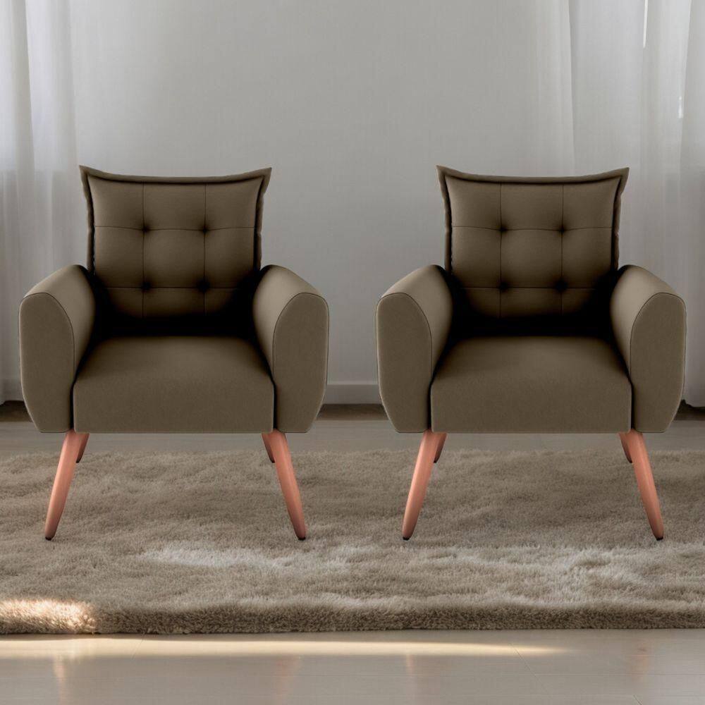 Jogo De Poltronas Decorativas Park Suede Cappuccino