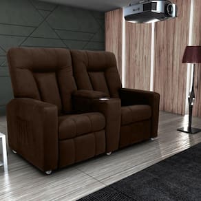 Poltrona Reclinável 2 Lugares Kassel Veludo Light Marrom