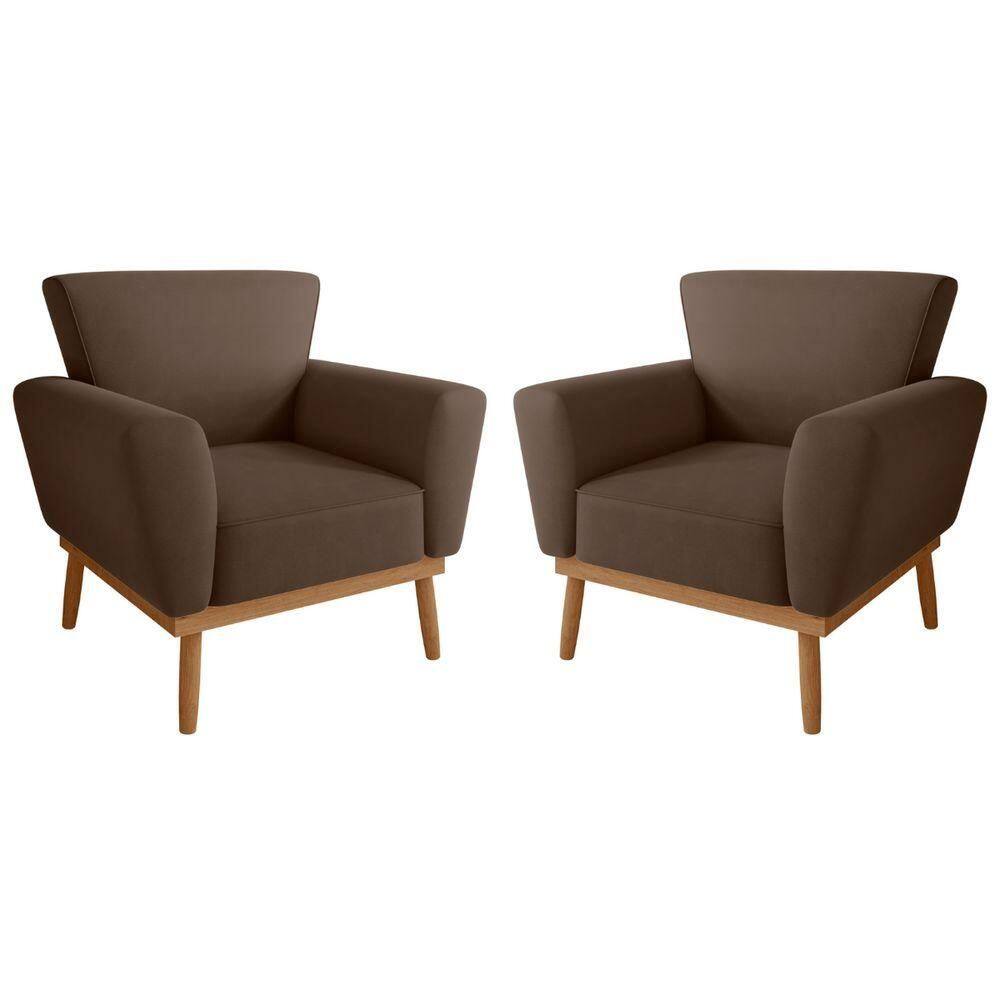 Conjunto Poltrona Para Sala De Recepção Viana Inca Marrom