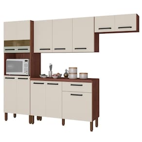 Armário De Cozinha Completo Palma Nogueira Off White