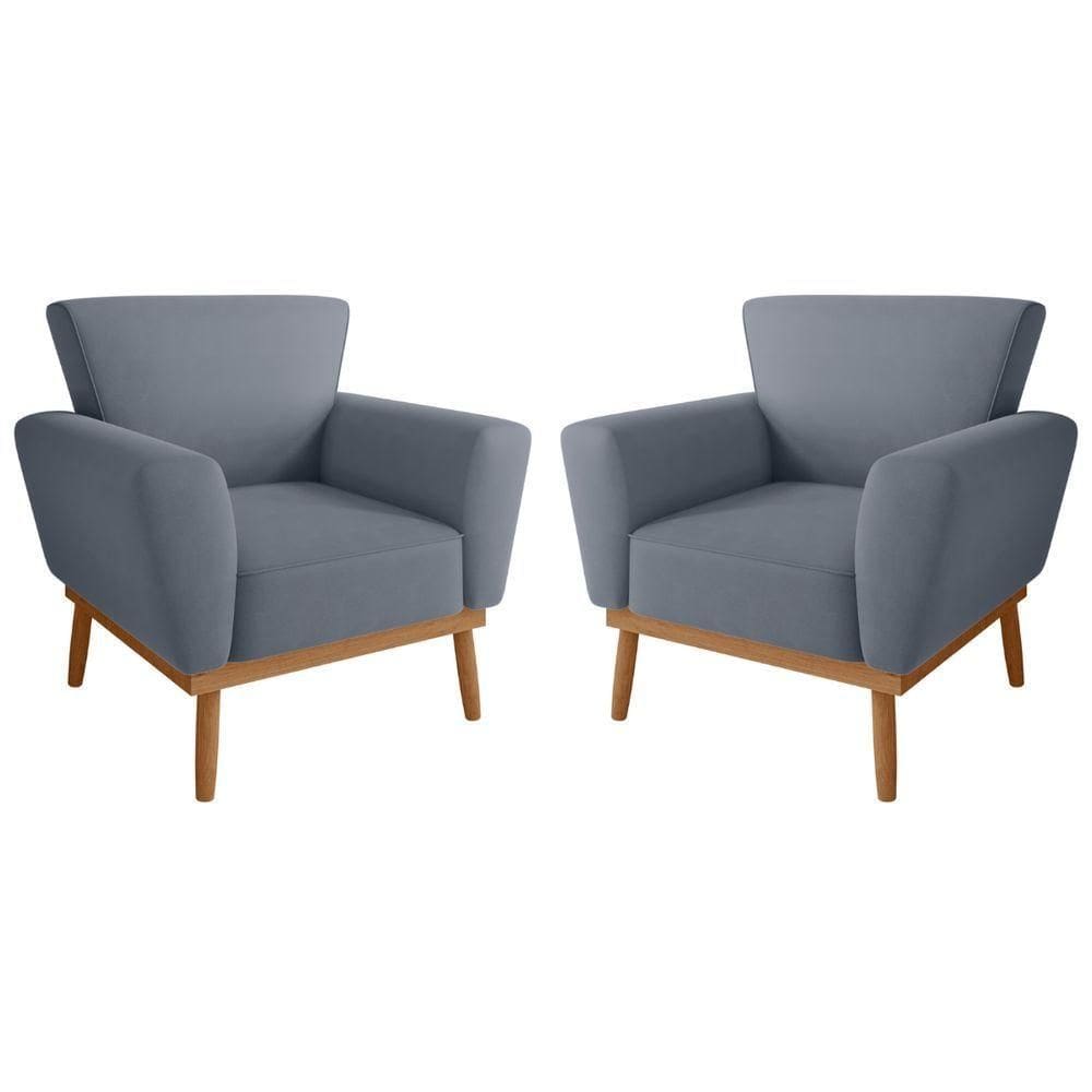 Conjunto Poltrona Para Sala De Recepção Viana Inca Chumbo