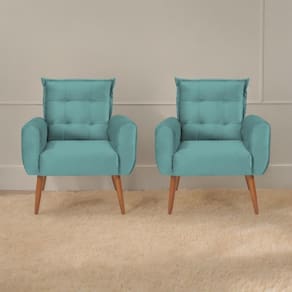 Conjunto De Poltronas Decorativas Atlas Veludo Verde Menta