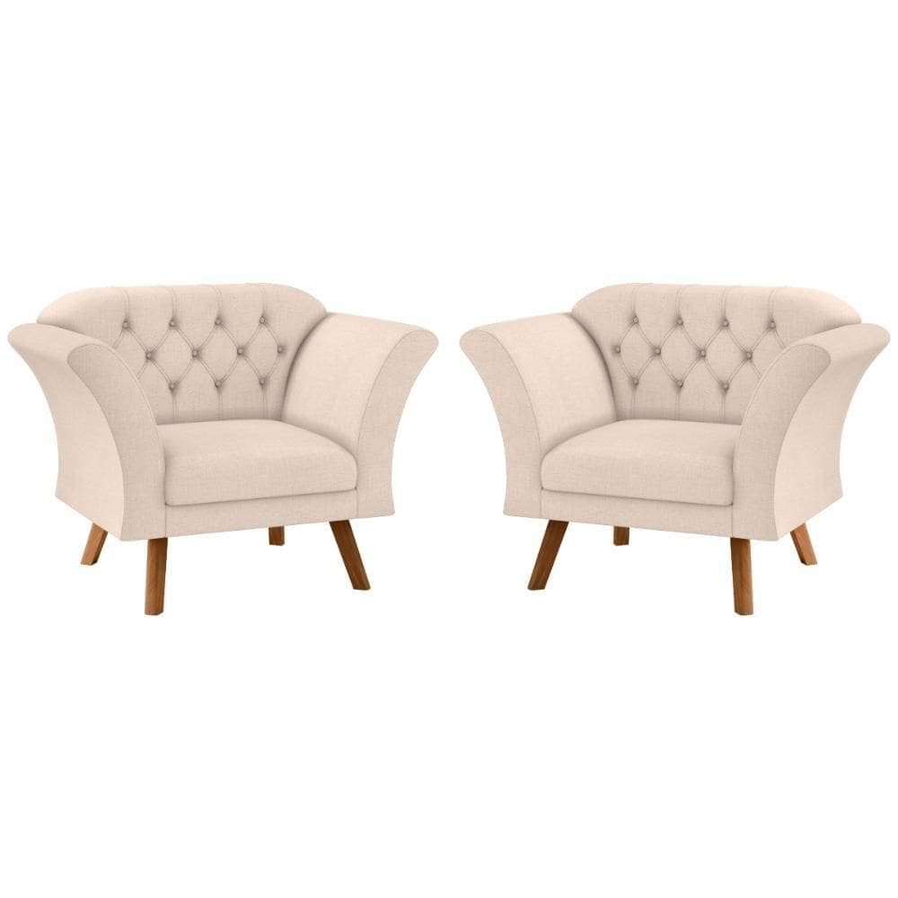 Conjunto Poltrona Para Sala De Recepção Moreira Linha Bege
